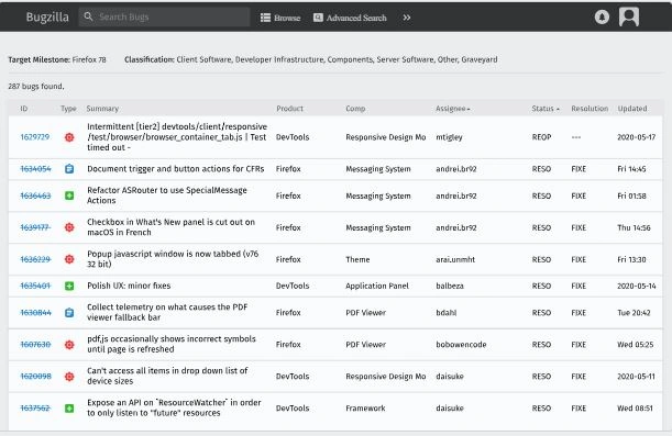 Bugzilla interface