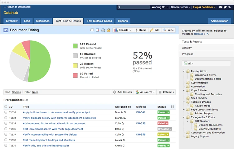 TestRail interface