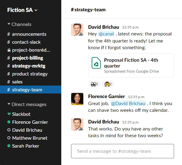 slack interface